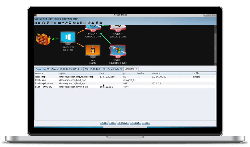 Network attack-path mapping on a tester workstation
